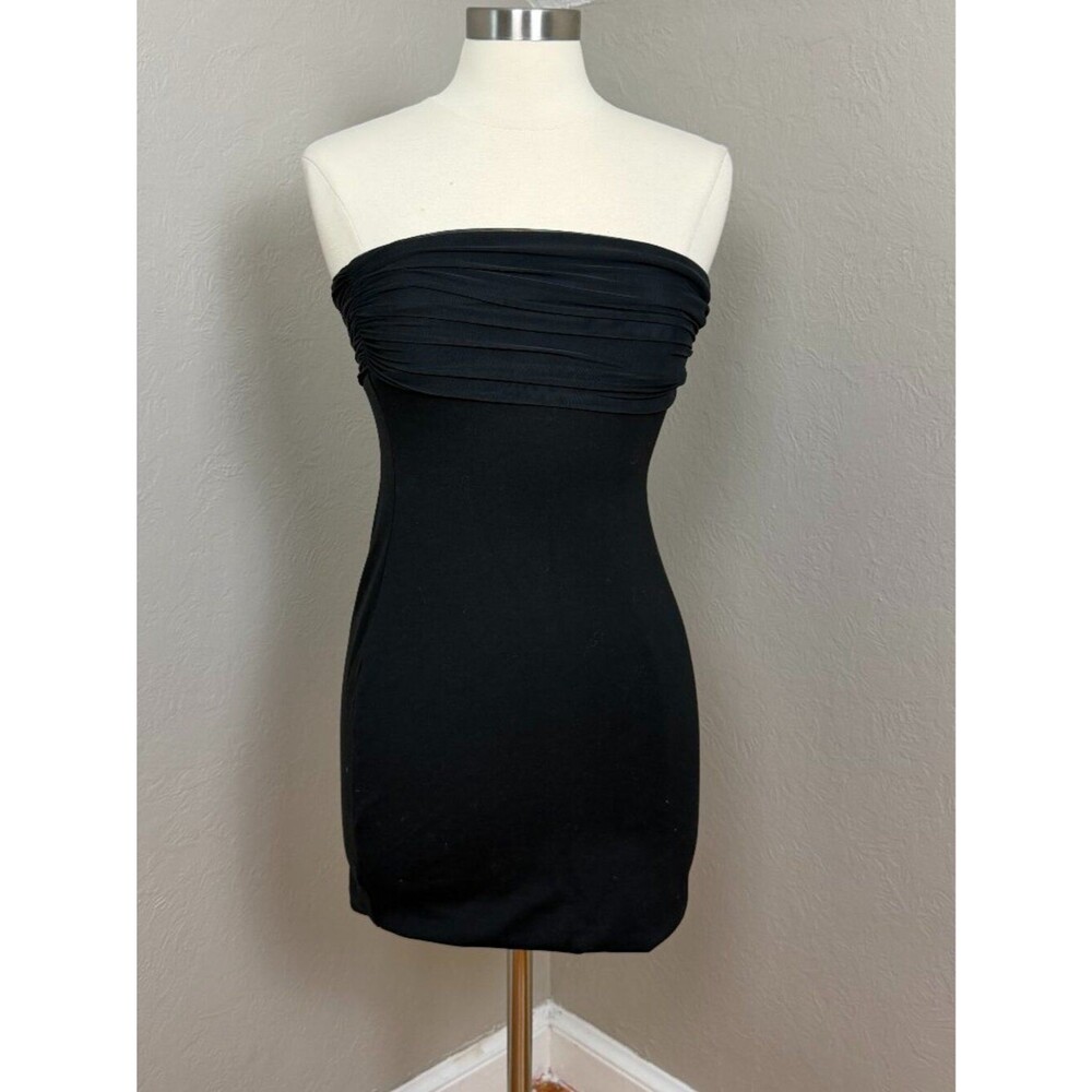 Superdown Black Strapless Ruched Mini Dress